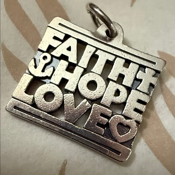 James Avery Retired Faith Hope Love 3D sterling silver charm EUC cut - Picture 5 of 7